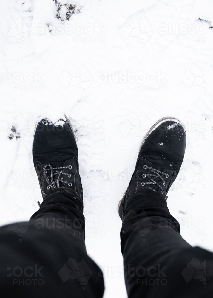 Hiking Boots in the snow - Australian Stock Image