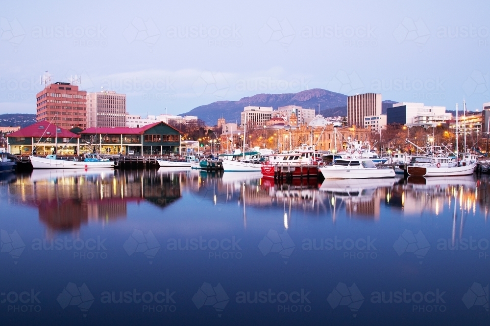 Hobart docks at dawn - Australian Stock Image