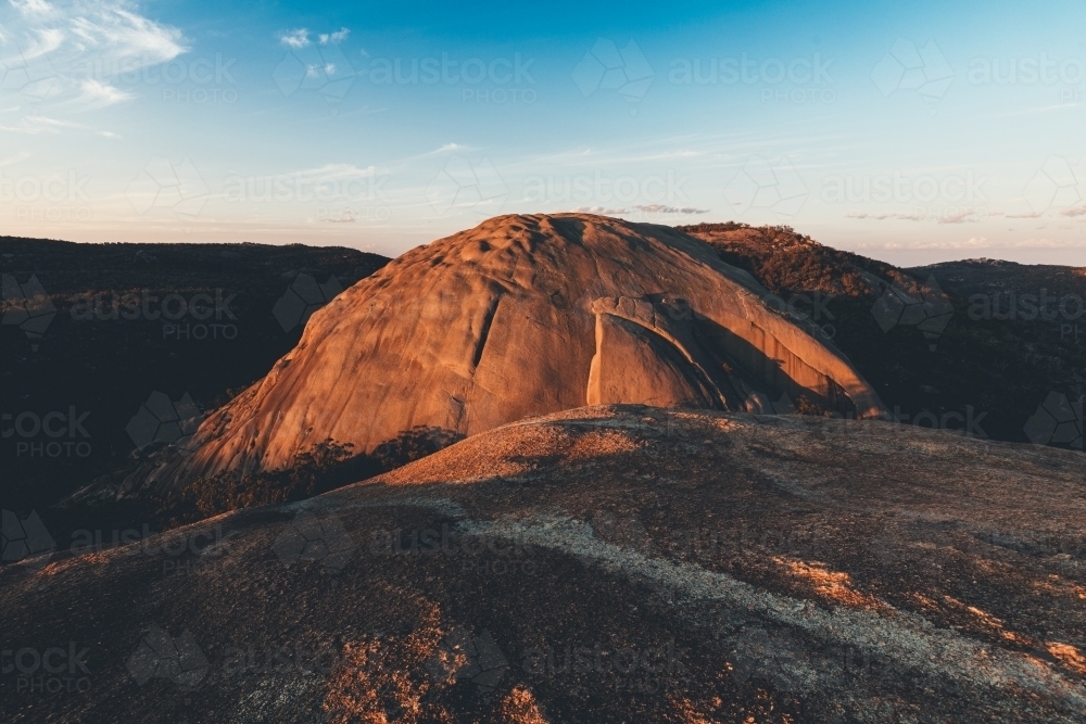 horizontal shot of a mountain on a sunny day with clear skies - Australian Stock Image