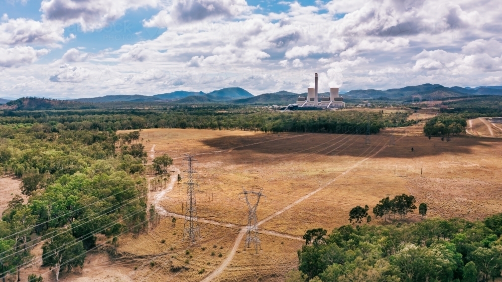 Horizontal shot of Stanwell power station, Queensland - Australian Stock Image