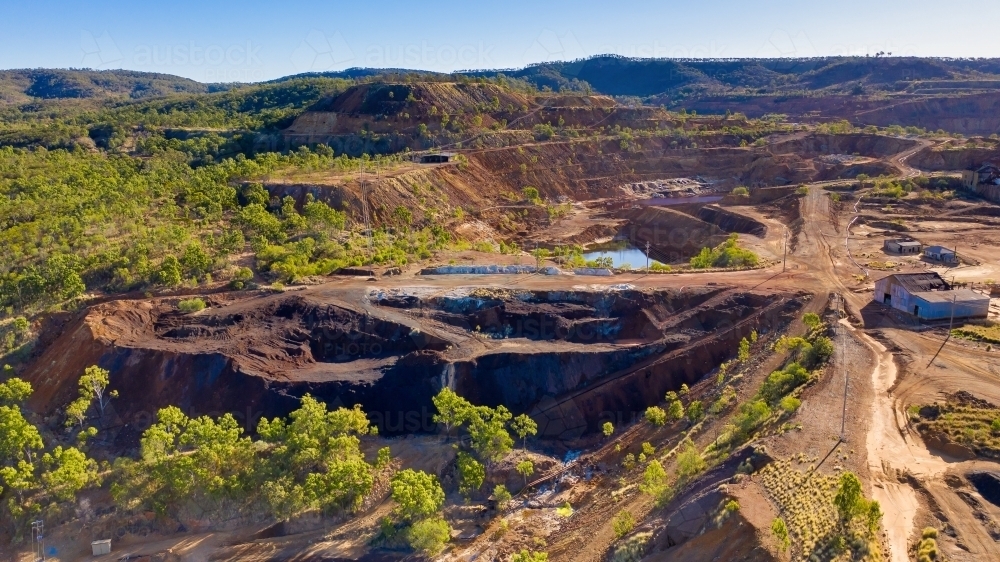 Horizontal shot of the cliffs at Mount Morgan Mine - Australian Stock Image