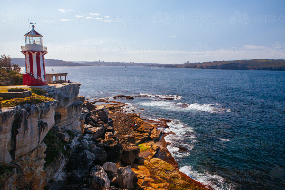 Hornby Lighthouse in Watsons Bay on a warm winter's day in Sydney, Australia - Australian Stock Image