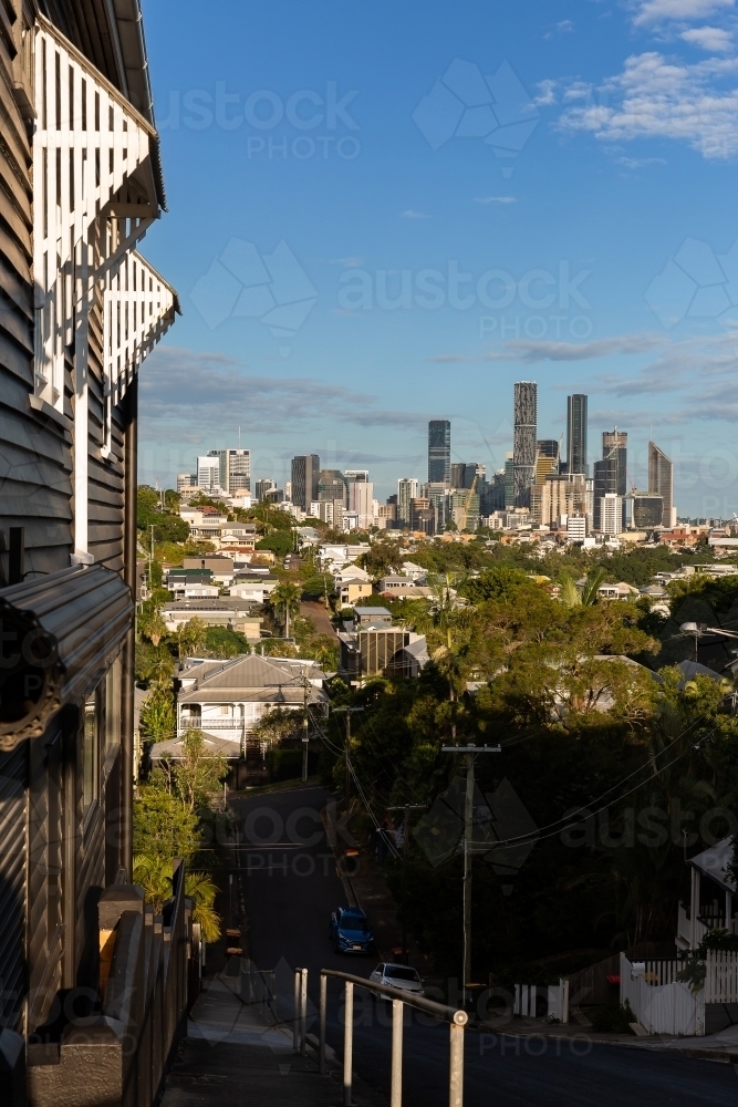 Image of house on a steep street in Brisbane inner suburbs with the ...