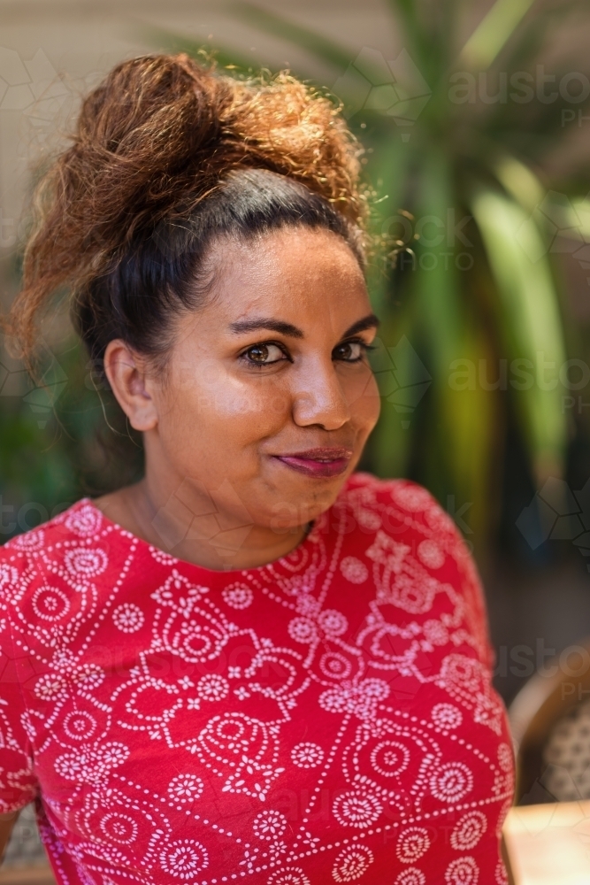 Indigenous Australian woman portrait, these images are not approved for sensitive use. - Australian Stock Image