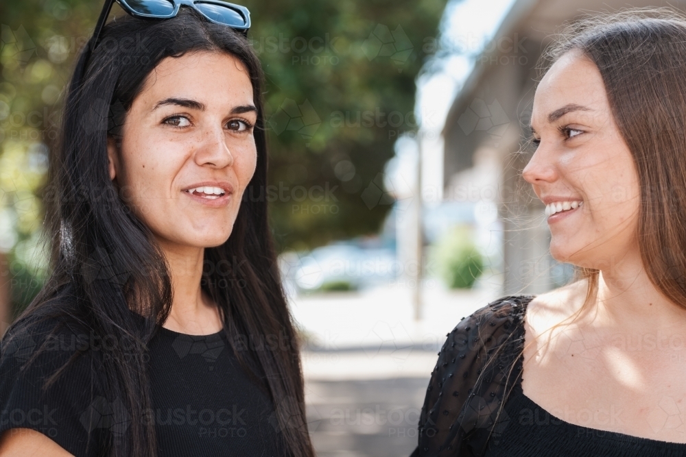 indigenous Australian woman with her friend - Australian Stock Image