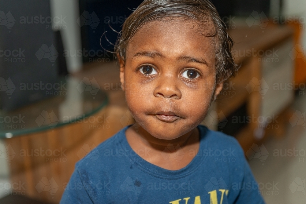 Inquisitive Aboriginal Toddler - Australian Stock Image