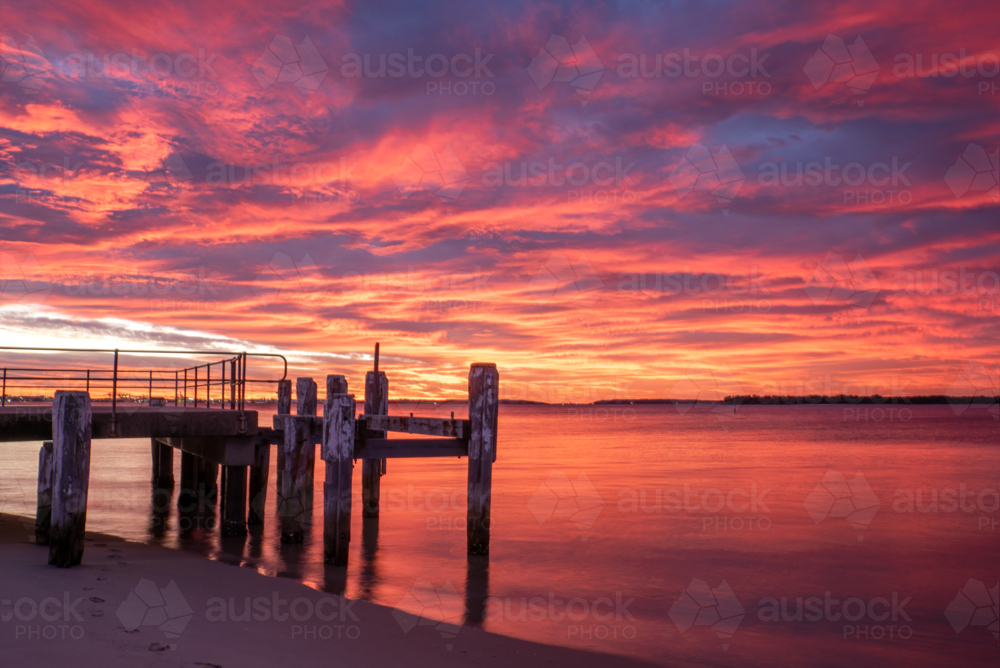 Jetty at Dolls Point in Sydney at sunrise - Australian Stock Image