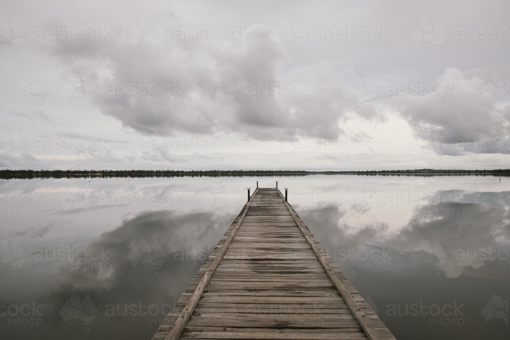 Jetty over Lake Yealering WA - Australian Stock Image