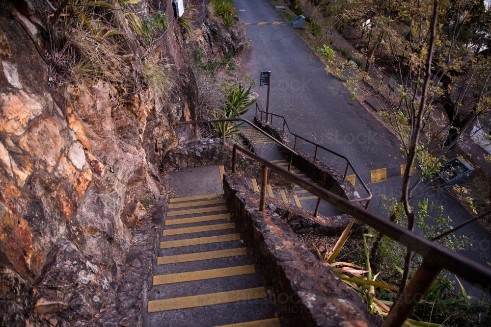 Kangaroo point cliff staircase and road - Australian Stock Image