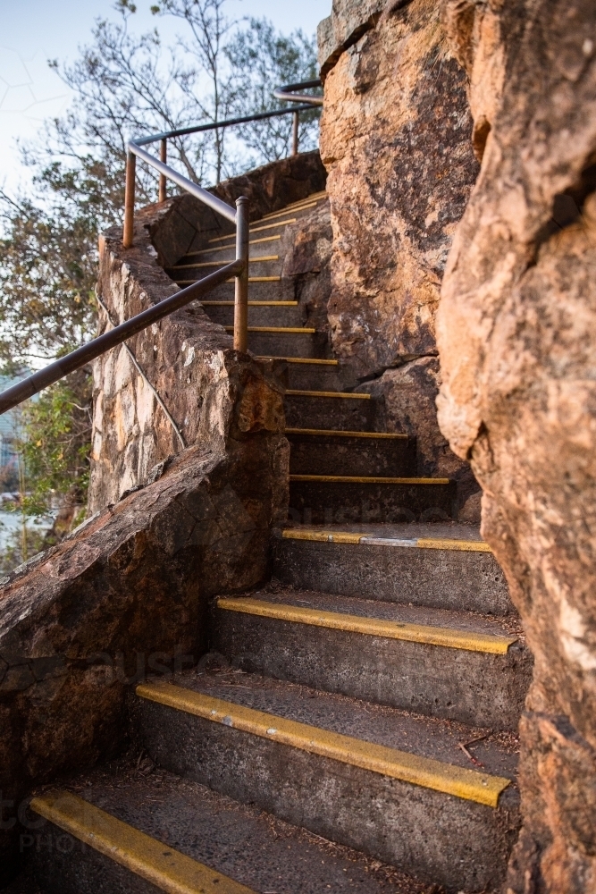 kangaroo point cliff stairs winding up - Australian Stock Image