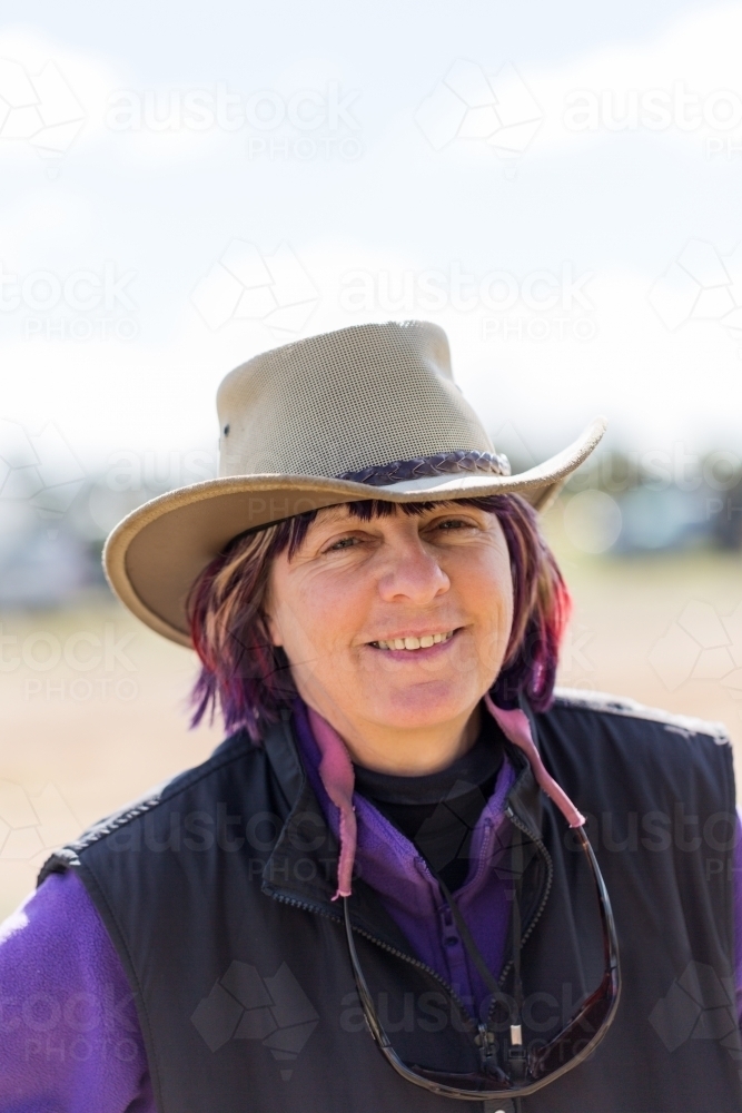 Lady farmer wearing hat - Australian Stock Image