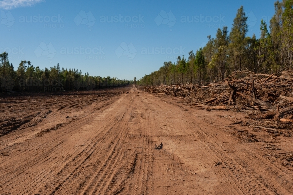 land being cleared for roads in rural Queensland - Australian Stock Image