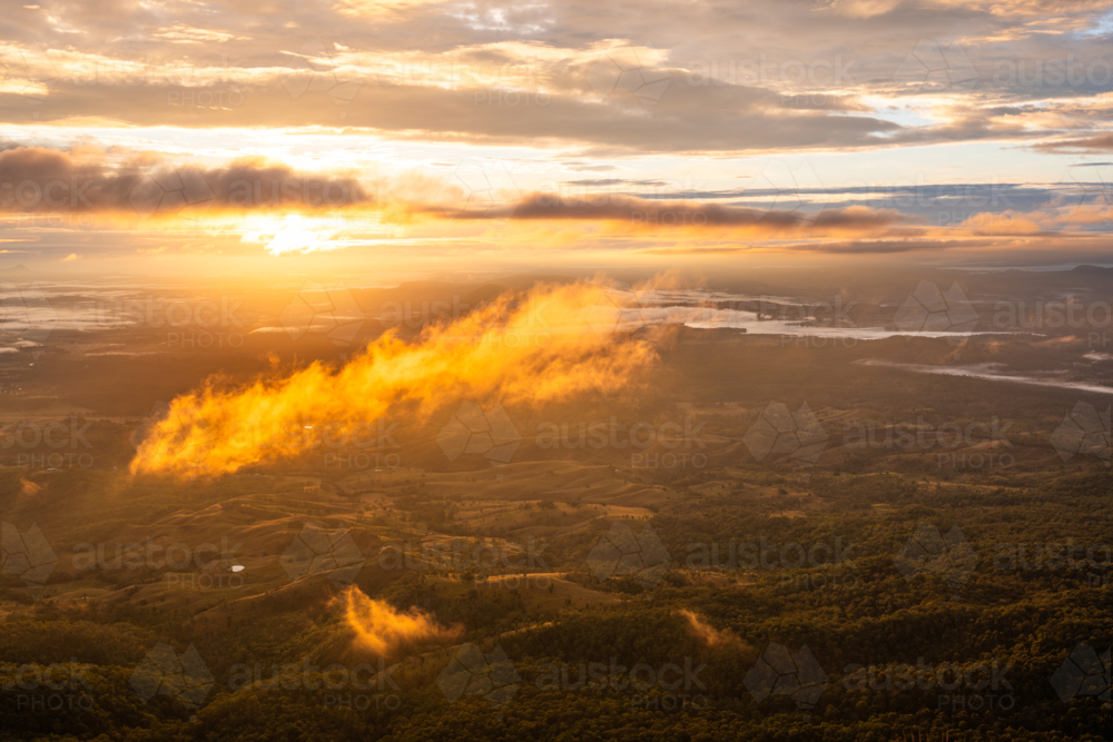 Landscape of Scenic Rim at Sunrise - Australian Stock Image