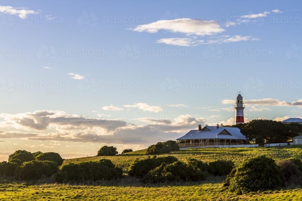 Landscape with Low Head Lighthouse - Australian Stock Image