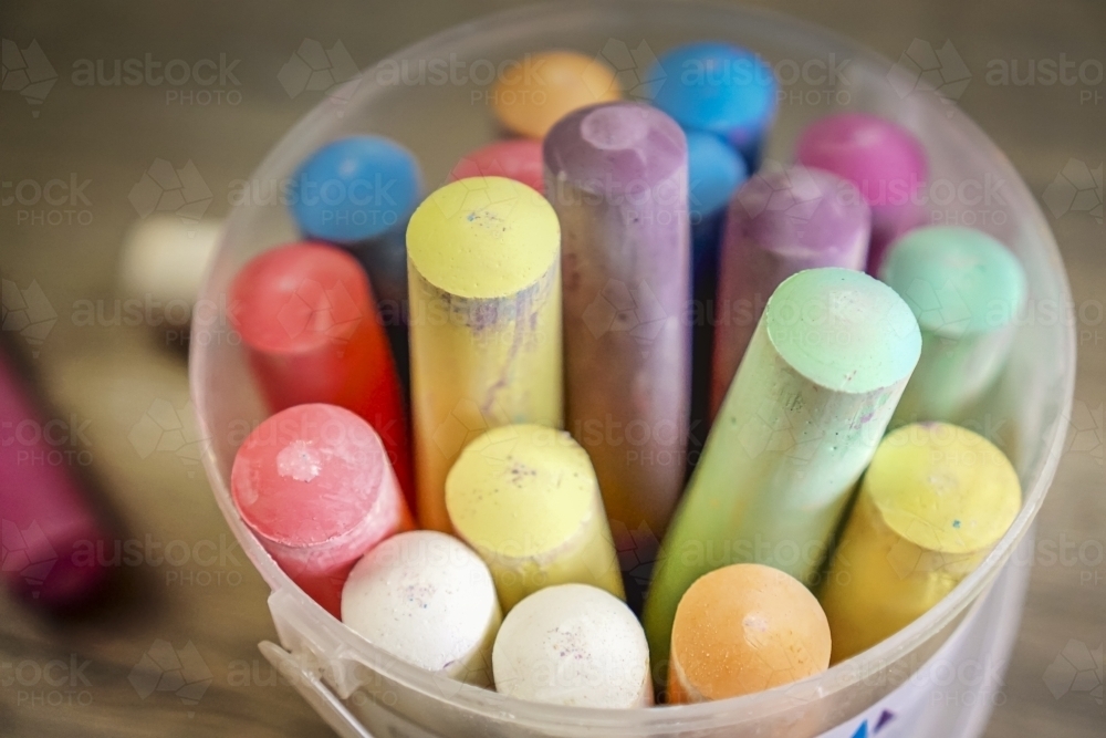 large chalk upright in a bucket - Australian Stock Image