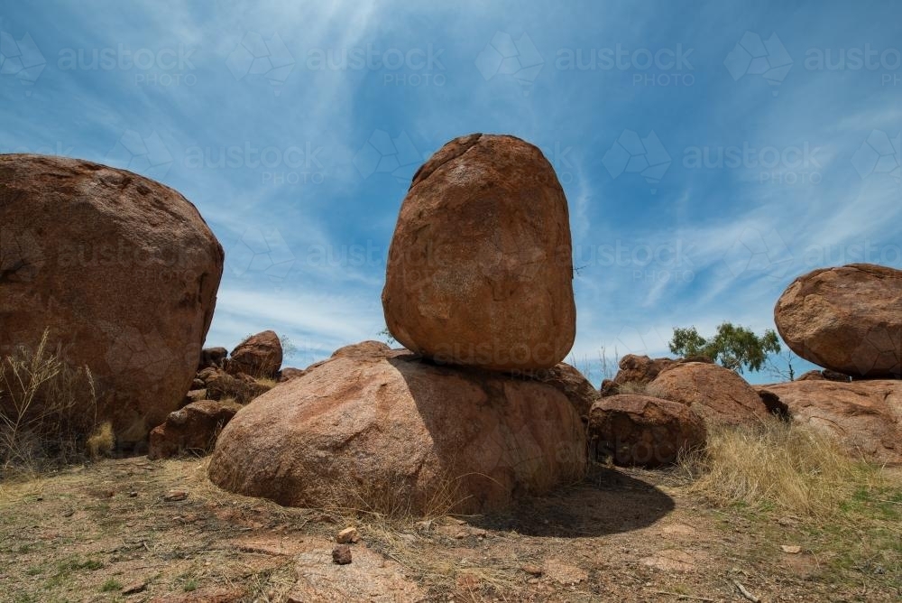 Large rock formation in the desert - Australian Stock Image