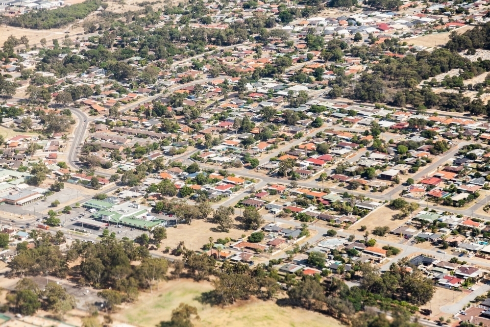 Layout of streets and houses seen from the air - Australian Stock Image