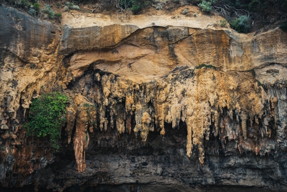 Loch Ard Gorge cave entry with stalactites - Australian Stock Image