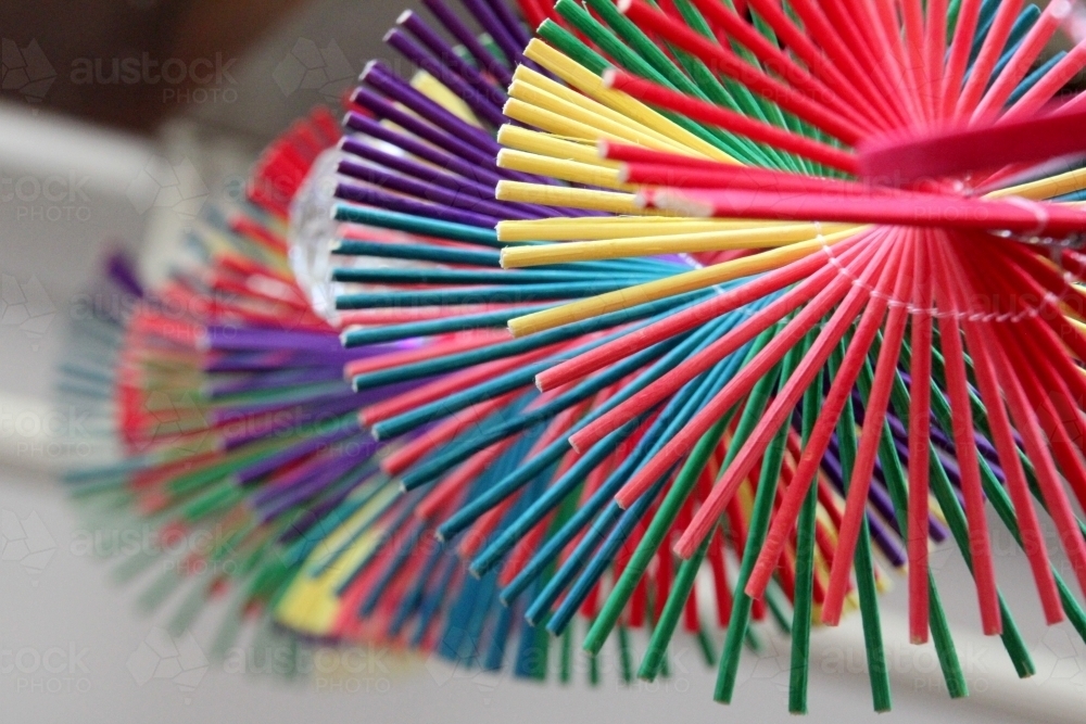 Looking down a colourful spiral of sticks - Australian Stock Image