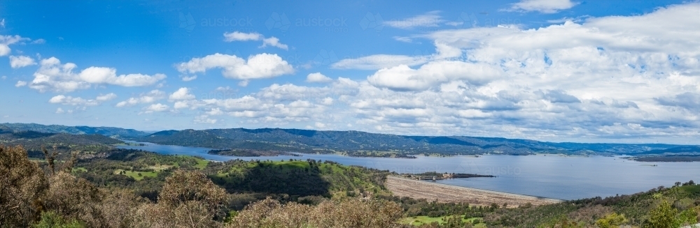 Looking down over a lake at midday - Australian Stock Image