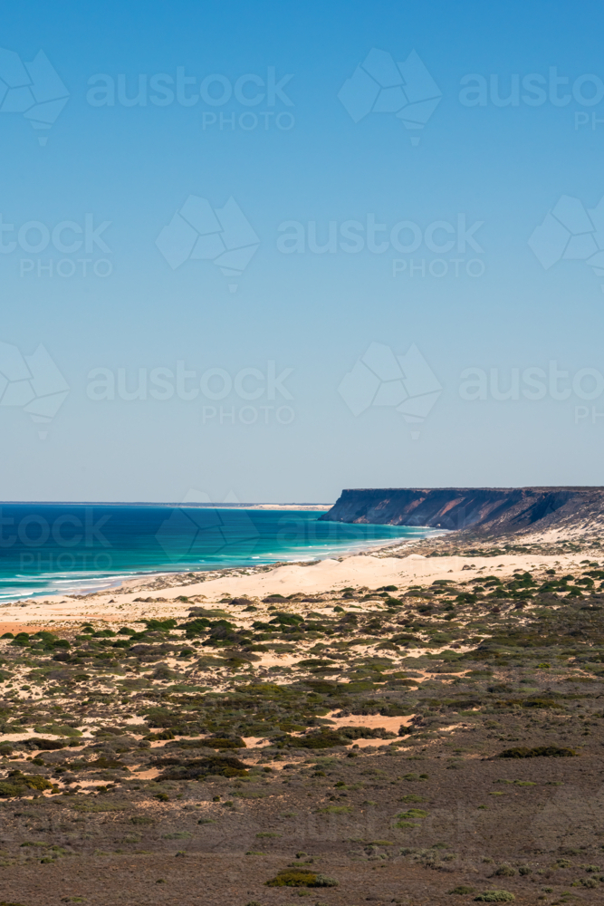 Looking down over the ocean towards cliffs on the Great Australian Bight - Australian Stock Image
