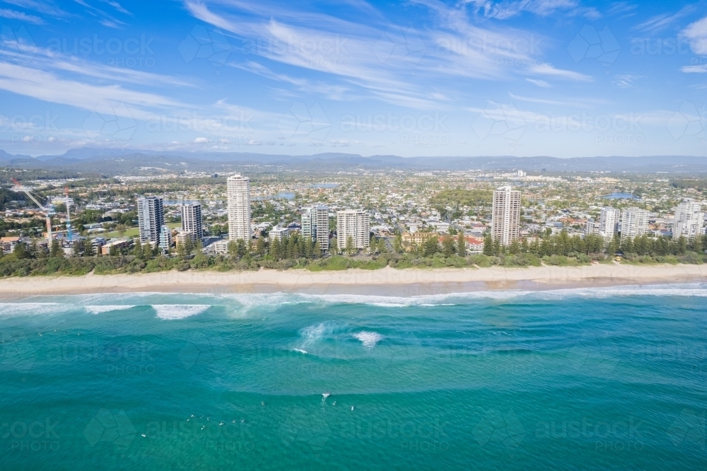 Looking towards the skyline of Gold Coast buildings from above. - Australian Stock Image