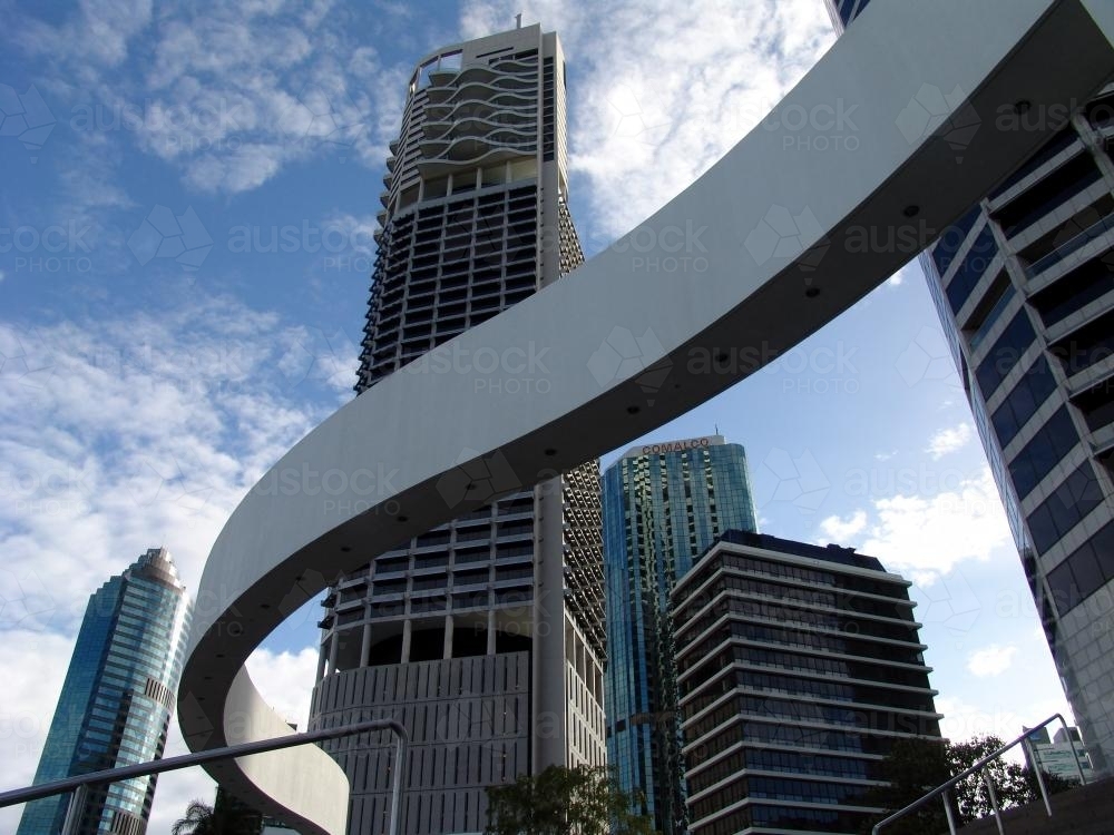 Looking up at high rise buildings in the city - Australian Stock Image