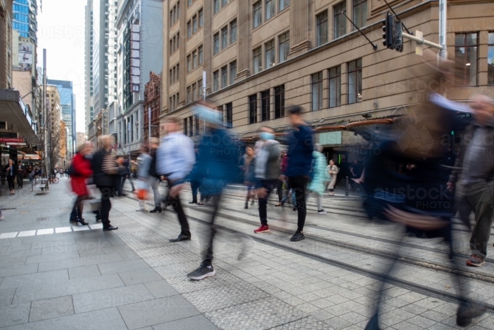 Lunch hour pedestrians on George Street, Sydney - Australian Stock Image