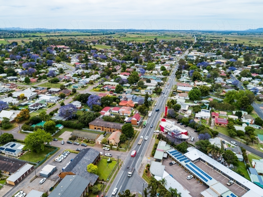 Main road highway through country town of singleton - Australian Stock Image