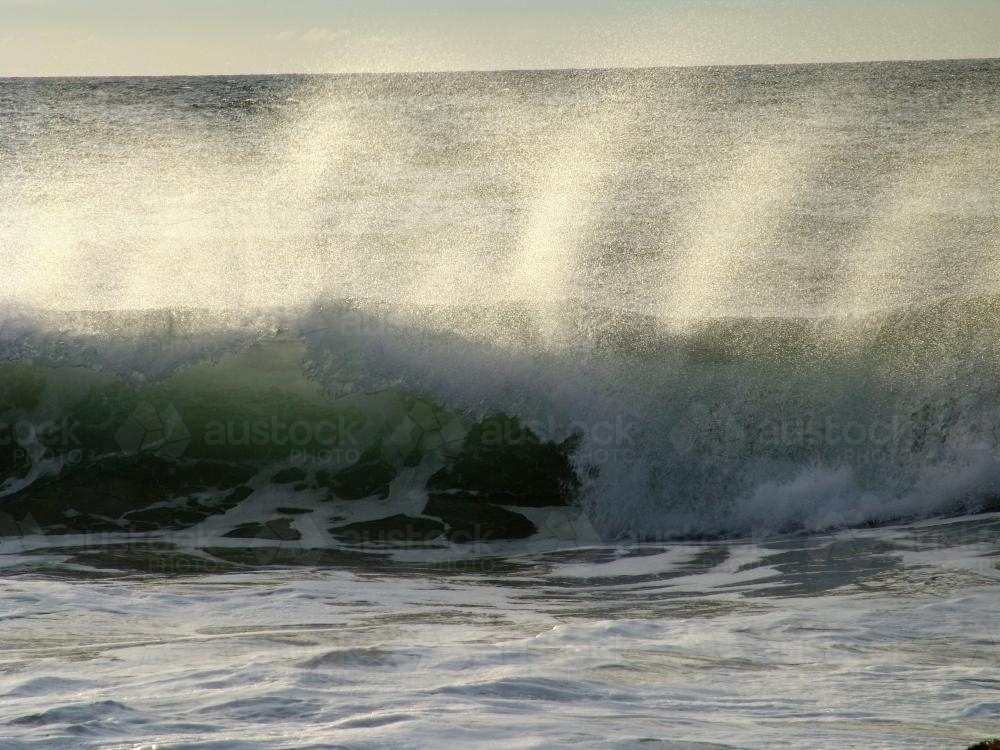 Mare's tail on surf at Nelsons Bay, NSW - Australian Stock Image