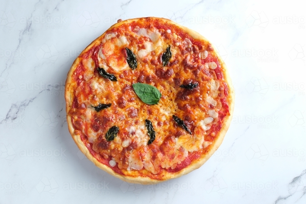 Margherita pizza dish - Australian Stock Image