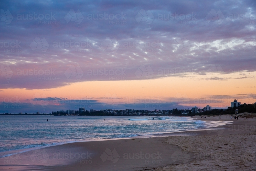 Maroochydore beach after sunset - Australian Stock Image