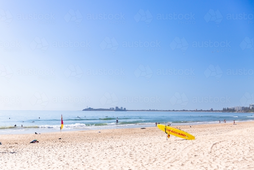 maroochydore beach in the morning sun - Australian Stock Image