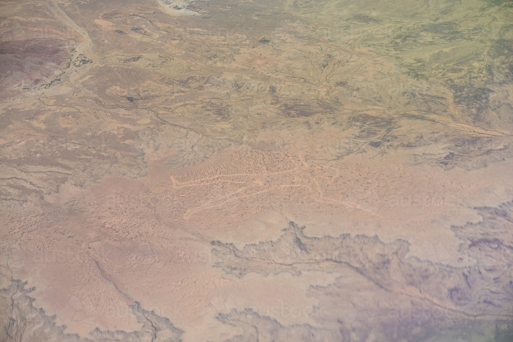 Marree Man from 10km up in a plane - Australian Stock Image