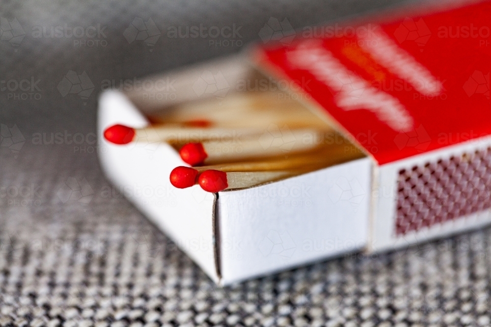 Matches in matchbox - Australian Stock Image