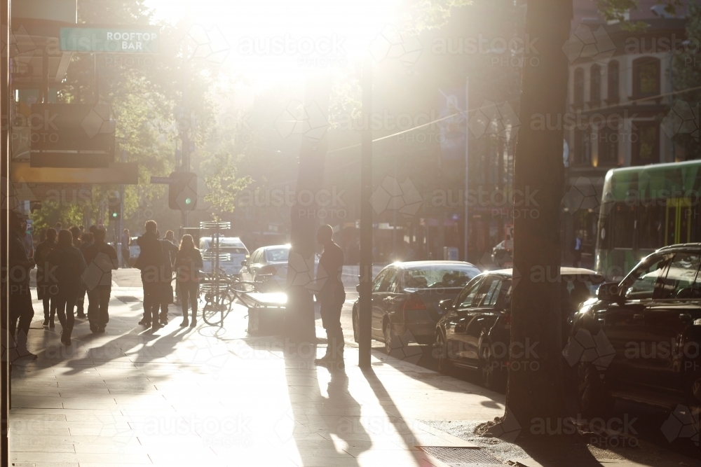 Melbourne city street in the late afternoon - Australian Stock Image