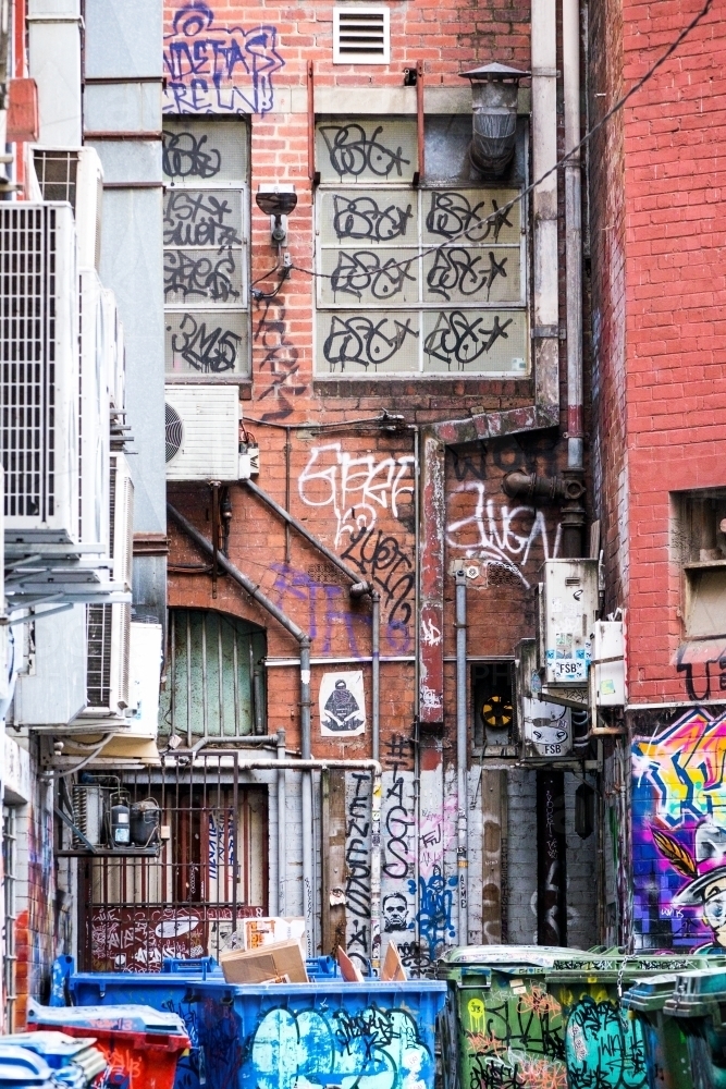 Melbourne laneway with graffiti - Australian Stock Image