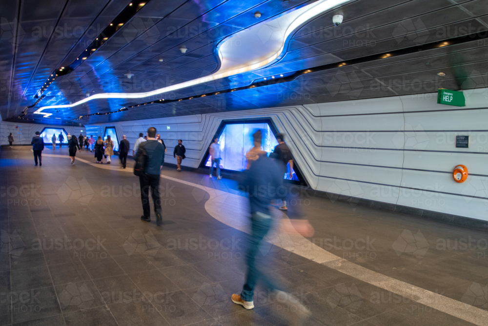 Metro pedestrian walkway at Barangaroo in Sydney - Australian Stock Image