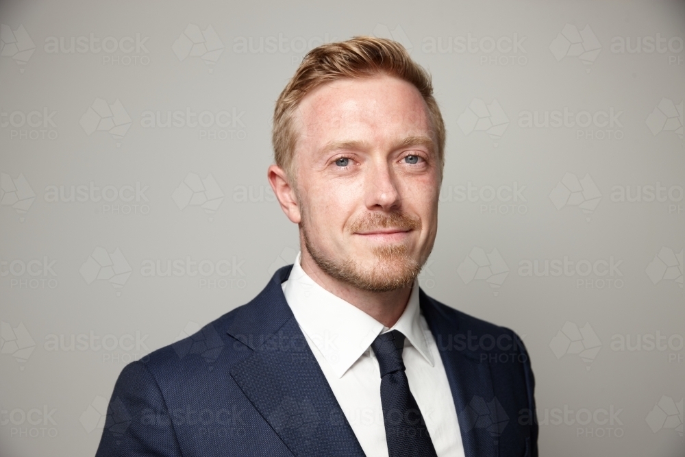 middle aged man wearing suit and tie - Australian Stock Image