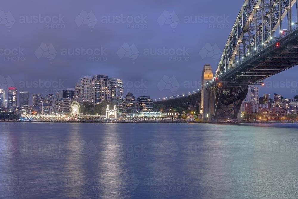 Milsons Point, Sydney at night - Australian Stock Image