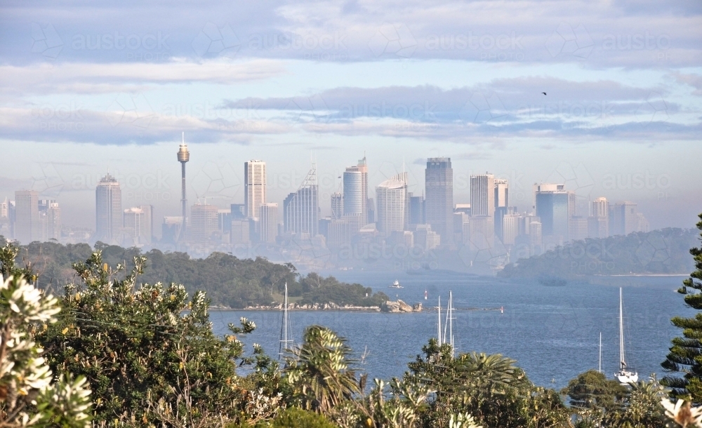 Misty Sydney harbour - Australian Stock Image