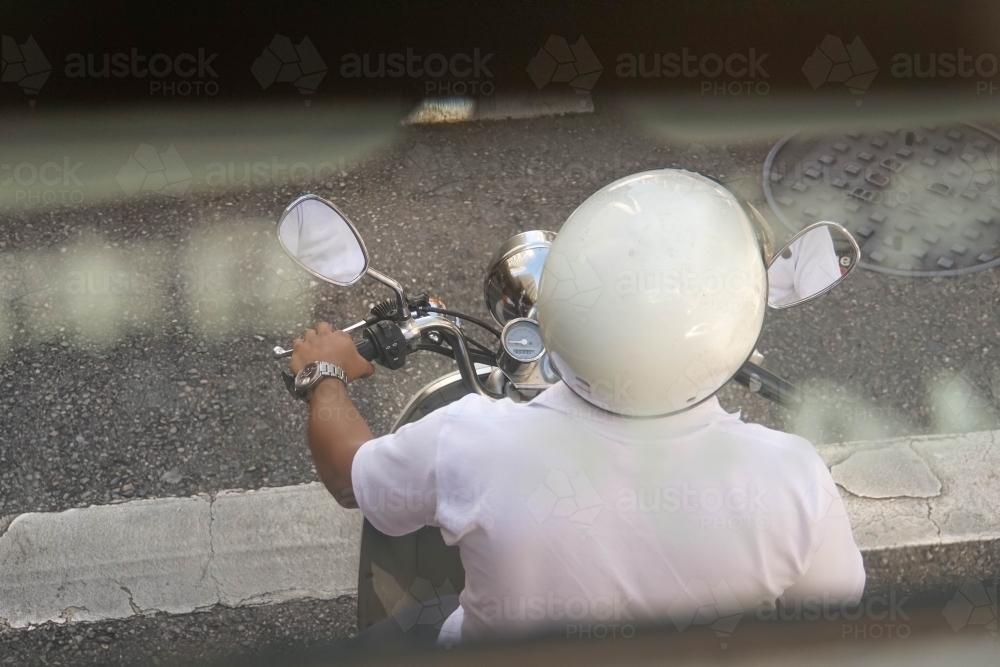 Motorcycle rider viewed from above - Australian Stock Image