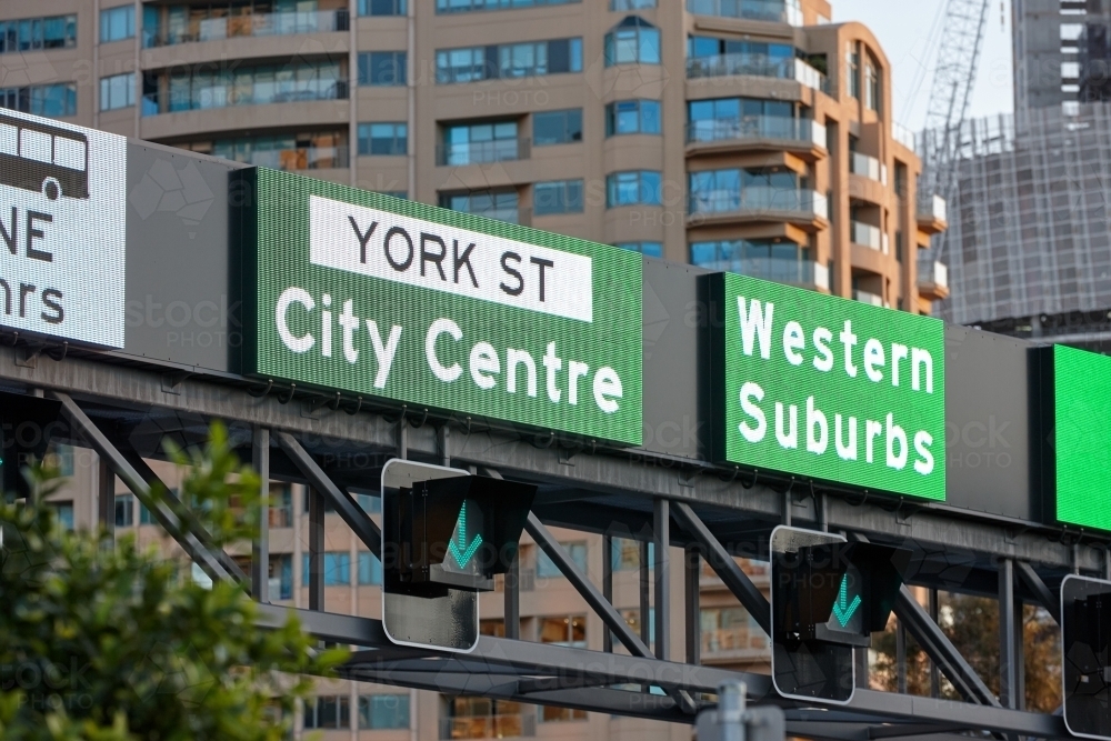 Motorway signs in Sydney city - Australian Stock Image