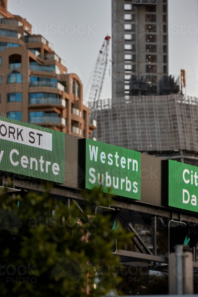 Motorway signs in Sydney city - Australian Stock Image