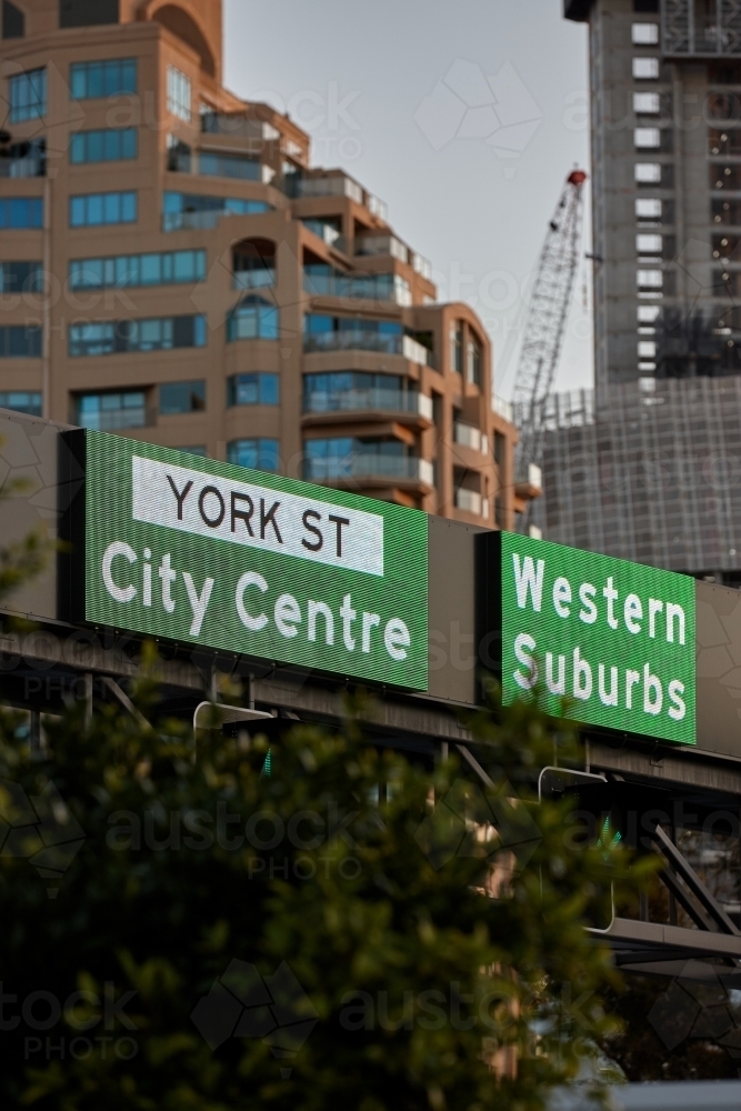 Motorway signs in Sydney city - Australian Stock Image