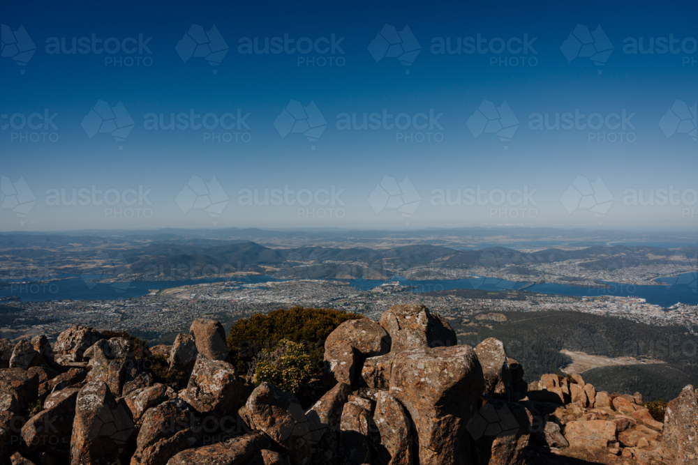 Mountains rugged rock terrain over the coast - Australian Stock Image