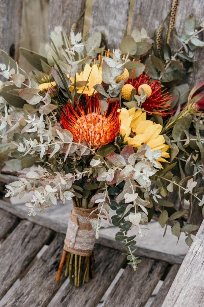 Native flower wedding bouquet - Australian Stock Image