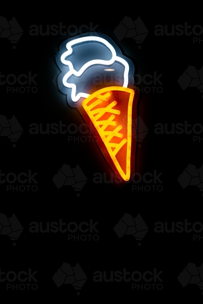 Image Of Neon Ice Cream Cone Sign Austockphoto