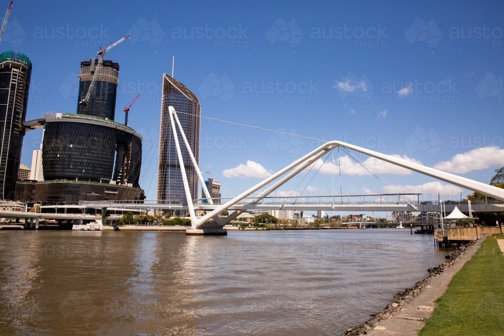 Neville Bonner Bridge stretching over the Brisbane River - Australian Stock Image