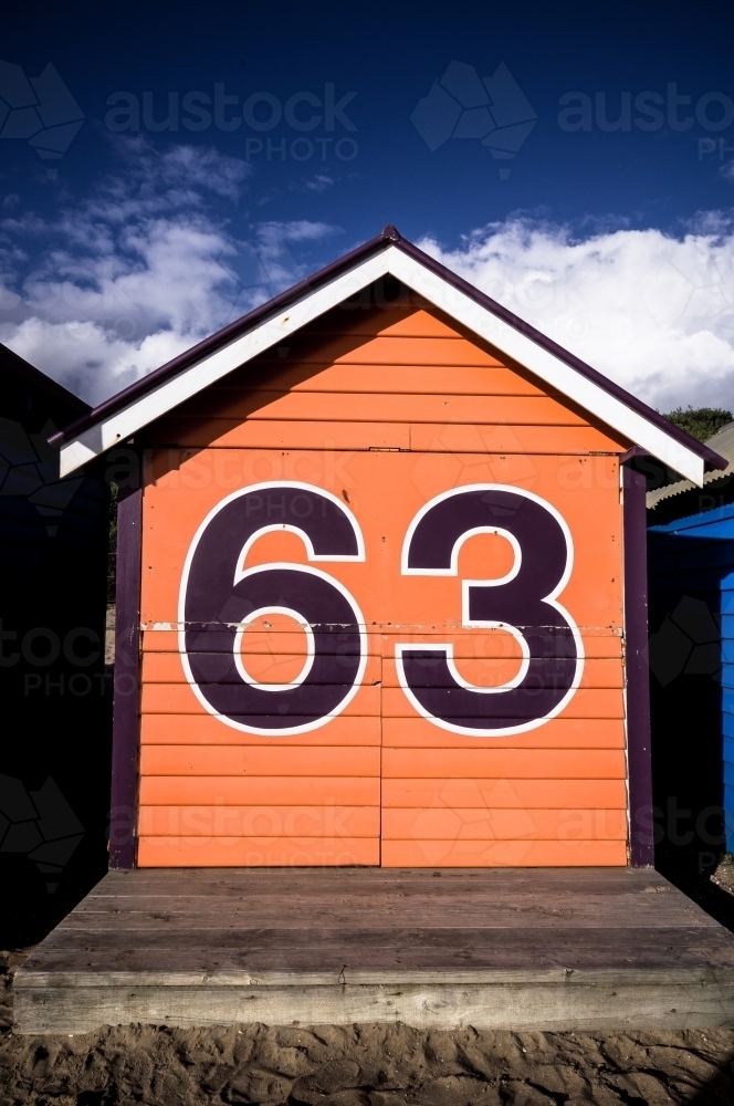 No 63 Beach Box, Brighton, Melbourne, Victoria - Australian Stock Image